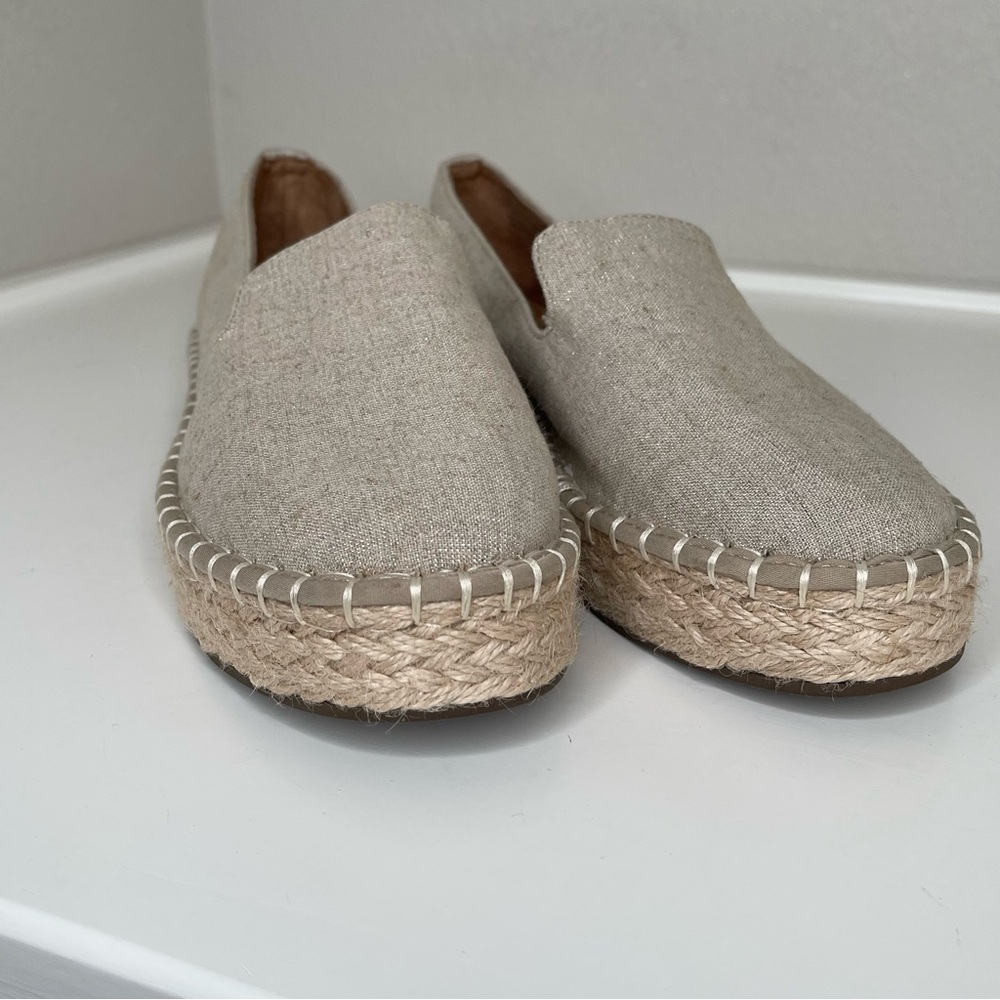 Joie Cara Linen Platform Espadrilles bohemian metallic shimmer boho slip on shoe - Picture 6 of 14